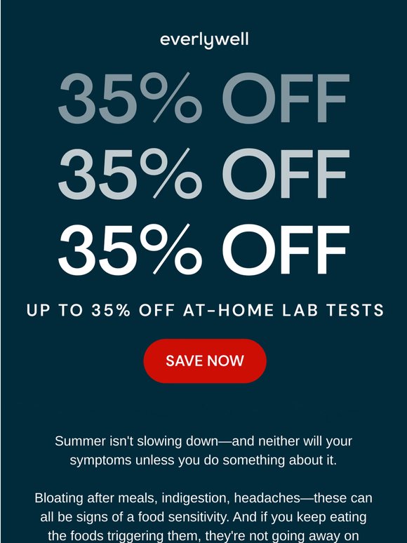 Bloated again? 35% off food sensitivity tests