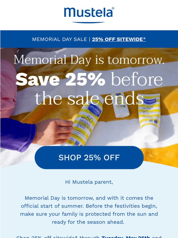 ☀️ Happy Memorial Day weekend. Shop 25% off sitewide