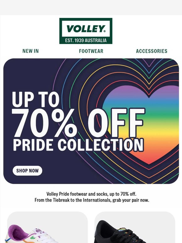 Pride footwear. Up to 70% off.