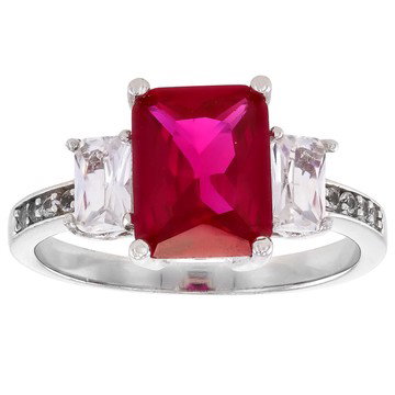 Lab Created Ruby Rhodium Over Sterling Silver Ring 3.53ctw