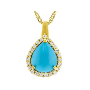 Sleeping Beauty Turquoise 18k Yellow Gold Over Silver Pendant With Chain 0.41ctw