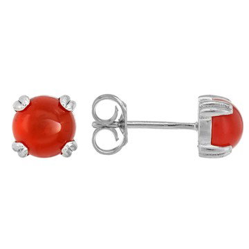 Red Carnelian Platinum Over Sterling Silver Earrings with Box