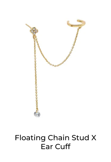 Floating Chain Stud X Ear Cuff