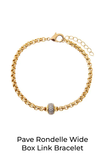 Pave Rondelle Wide Box Link Bracelet