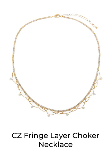CZ Fringe Layer Choker Necklace