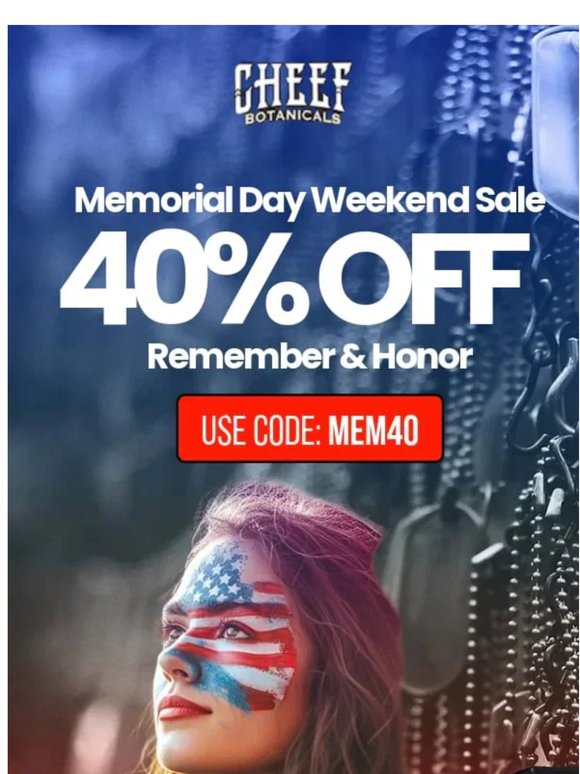 40% off for Memorial Day ends soon