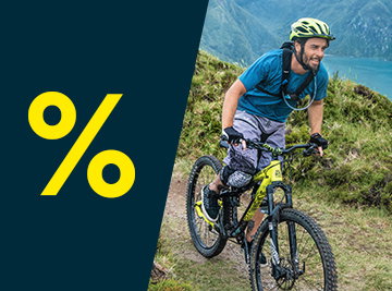 Ein Mountainbiker ist abgebildet.