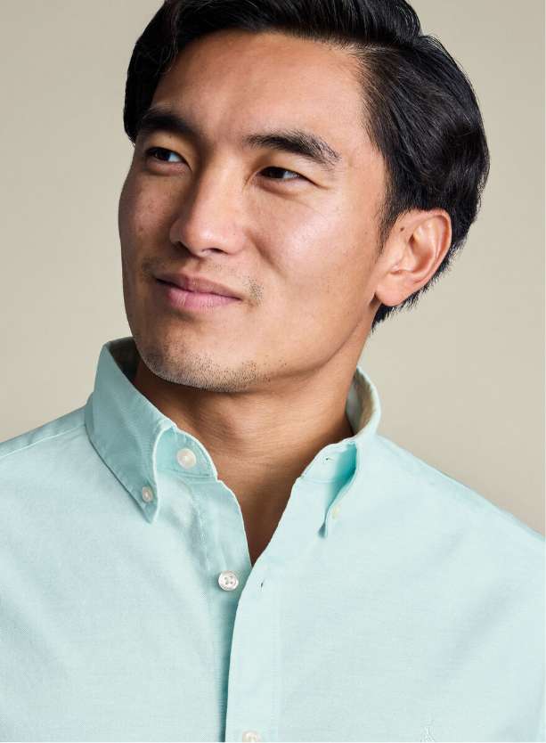 Button-Down Stretch Washed Oxford Shirt – Aqua