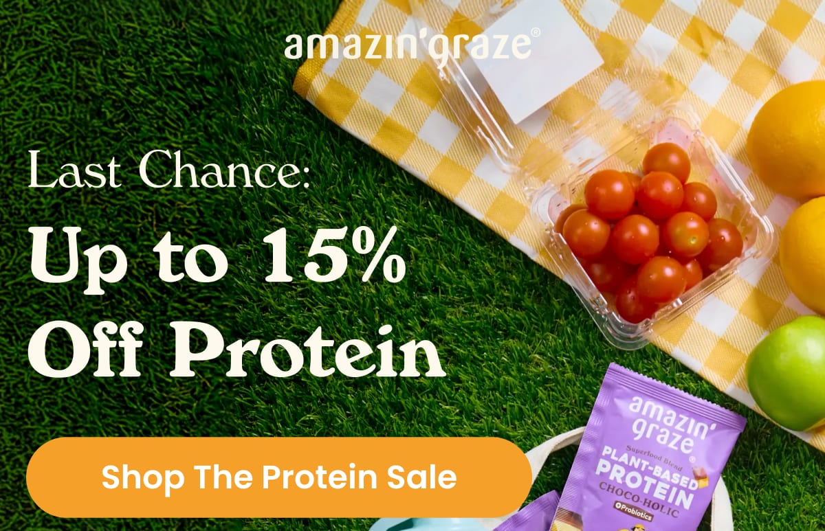 Promotion for up to 15% off plant-based protein sale