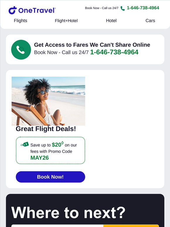 ✈ Great Flight Deals! Save up to $20 on Our Fees!