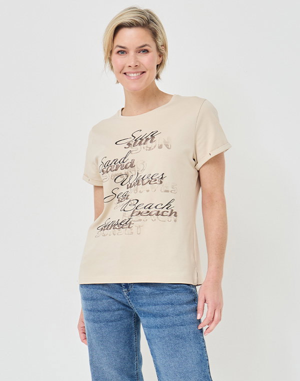 Softes T-Shirt mit Glitzer-Wording