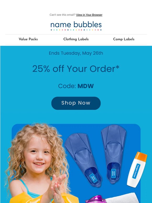 Long weekend. Big savings. 25% off 🎉