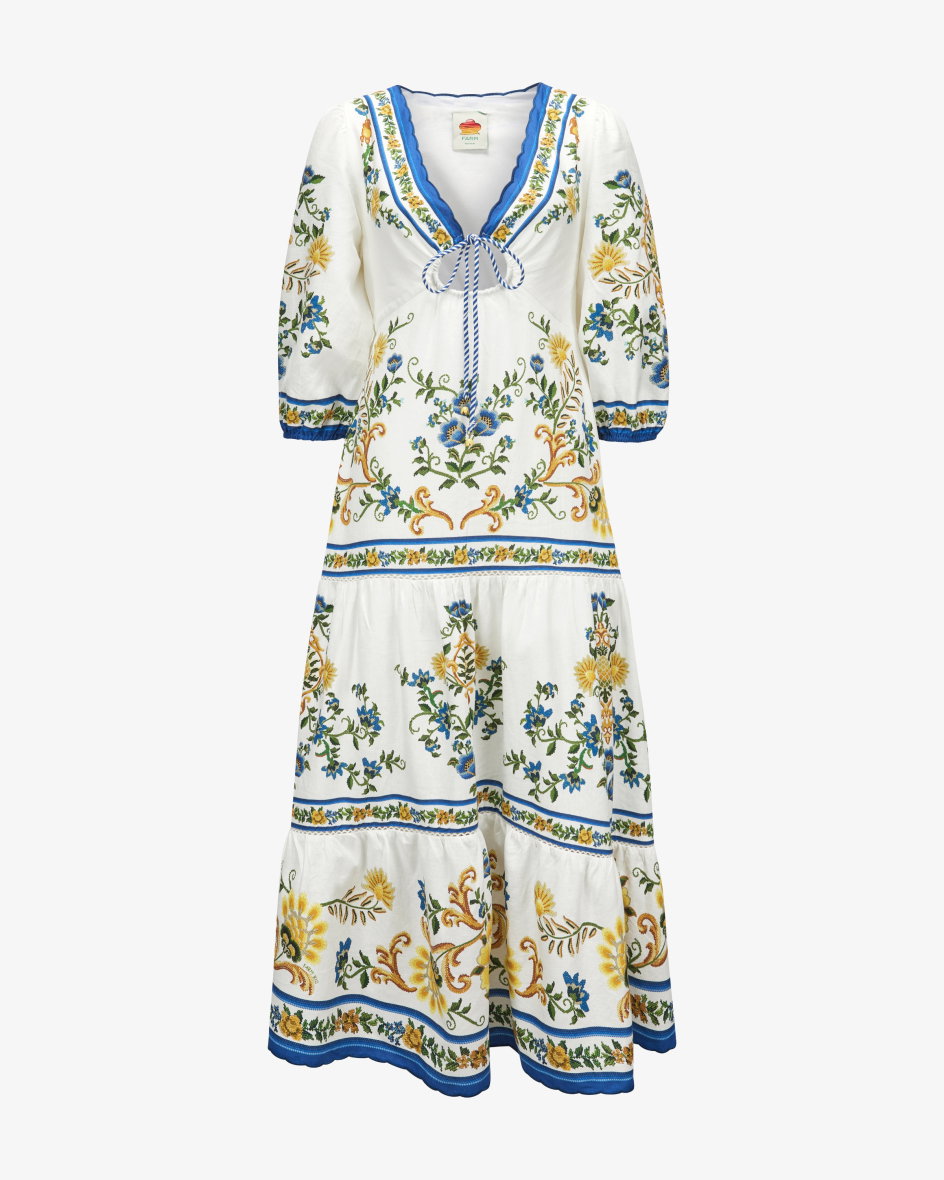 Maxikleid Emily Floral Tapestry aus Leinen und Viskose