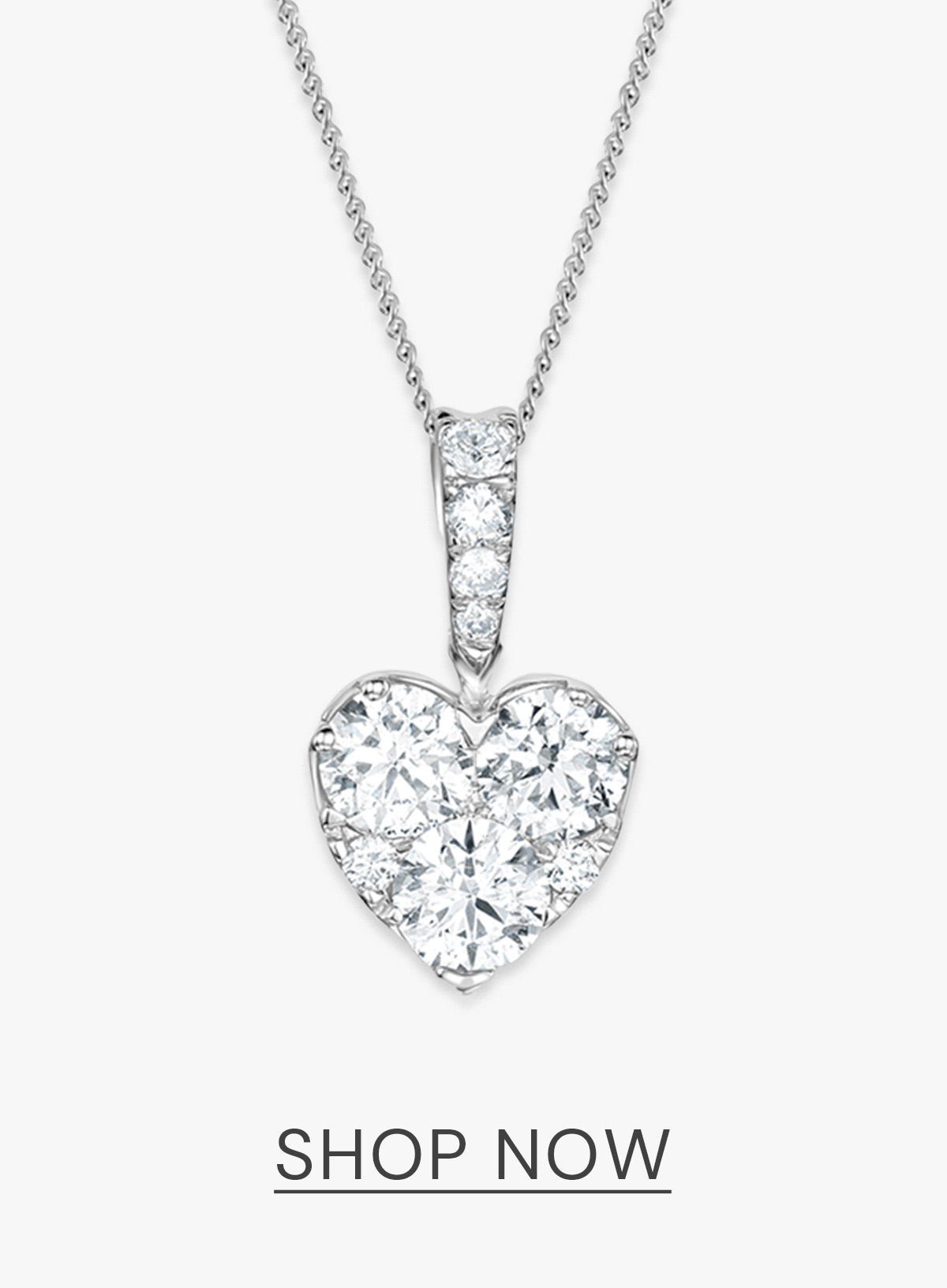 Diamond Galileo Heart 1.10CT Pendant Necklace in 18K White Gold