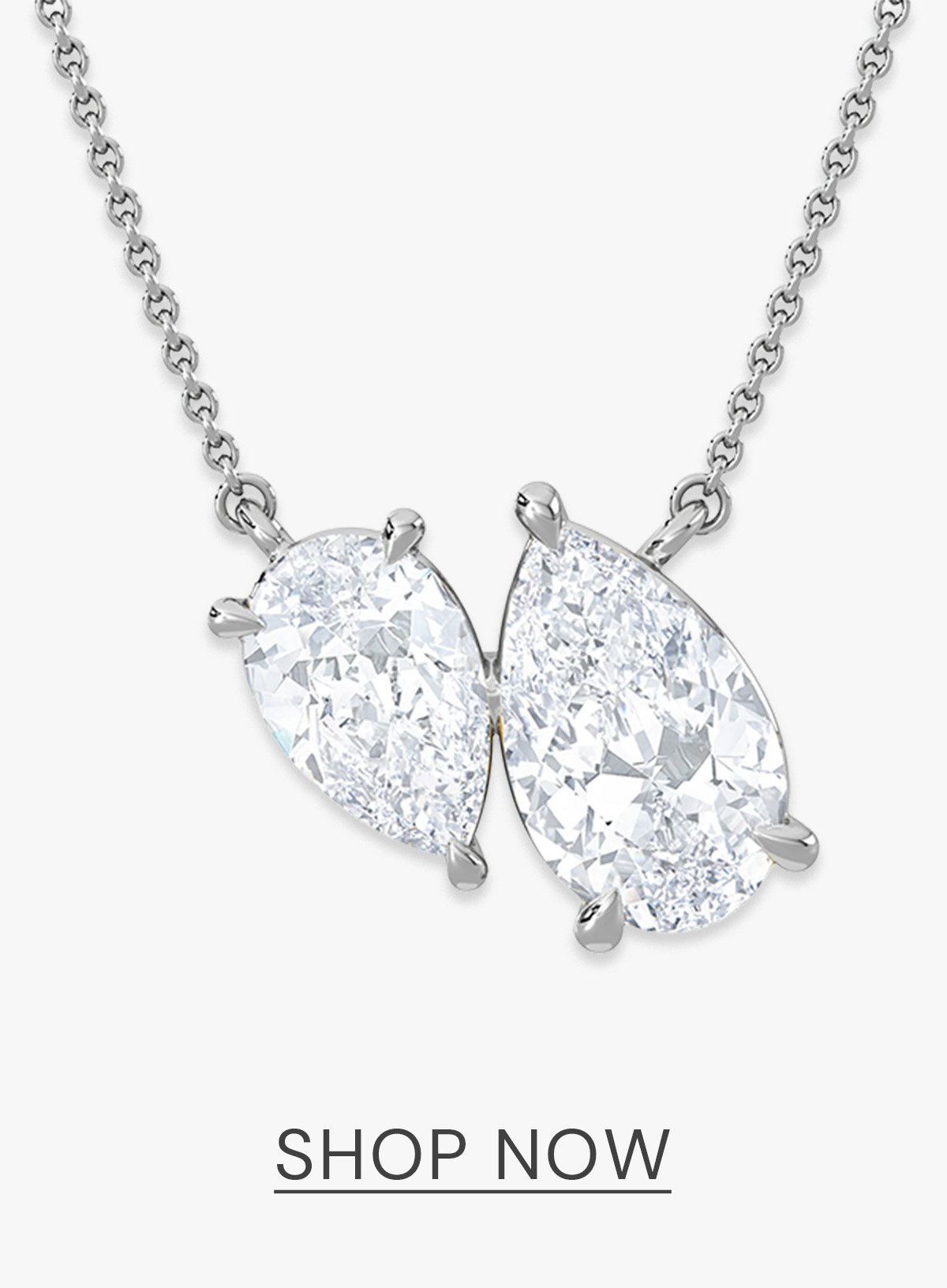 Toi Et Moi 3.00ct Pear Cut Lab Diamond 2 Stone Necklace in 18K White Gold