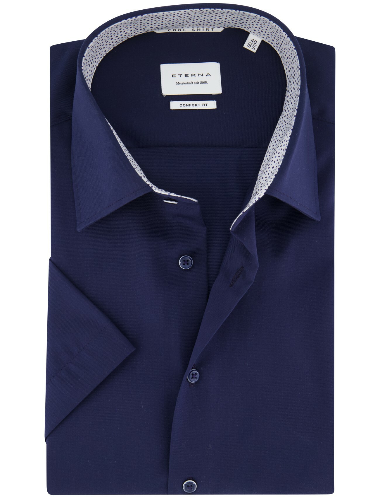 overhemd Eterna Comfort Fit donkerblauw katoen
