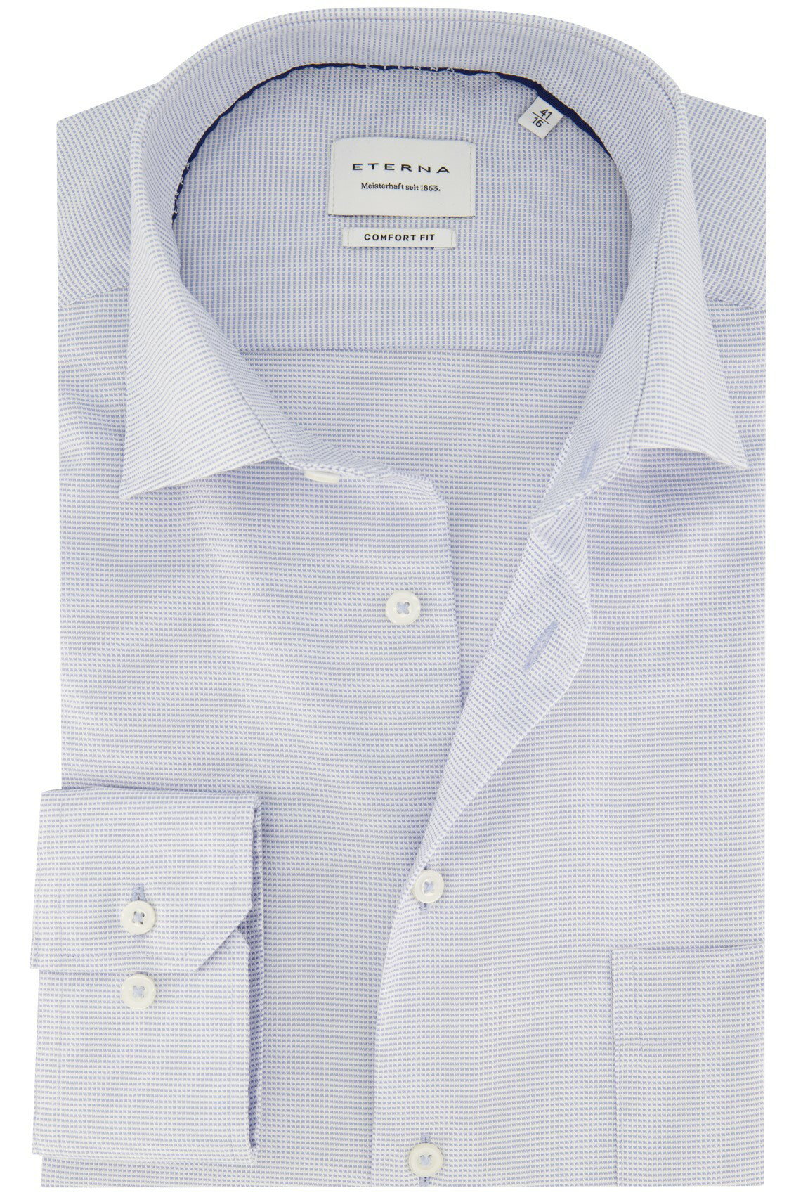 Eterna Comfort Fit overhemd lichtblauw geprint