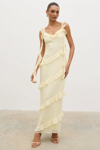 Rue Ruffle Maxi Dress - Lemon