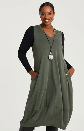Natural Halo Ponte Dress in Ivy Green