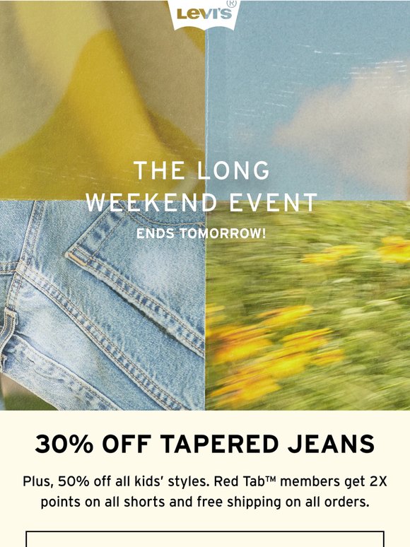 30% off tapered jeans ends tomorrow!
