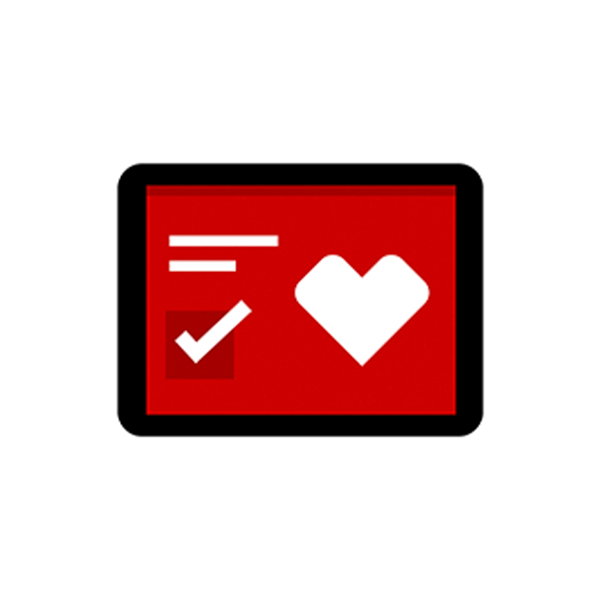 A tablet screen with the CVS heart and a checkbox graphic illustrate a survey CVS would like you to take. 