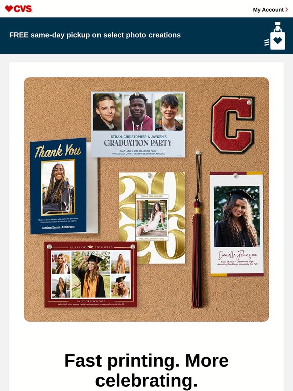 Easy, Custom Graduation Parties with CVS Photo — 60% Off Premium Cards!