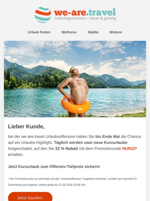 Die we-are.travel Urlaubsoffensive - Kurzurlaub zum Offensiv-Tiefpreis sichern!