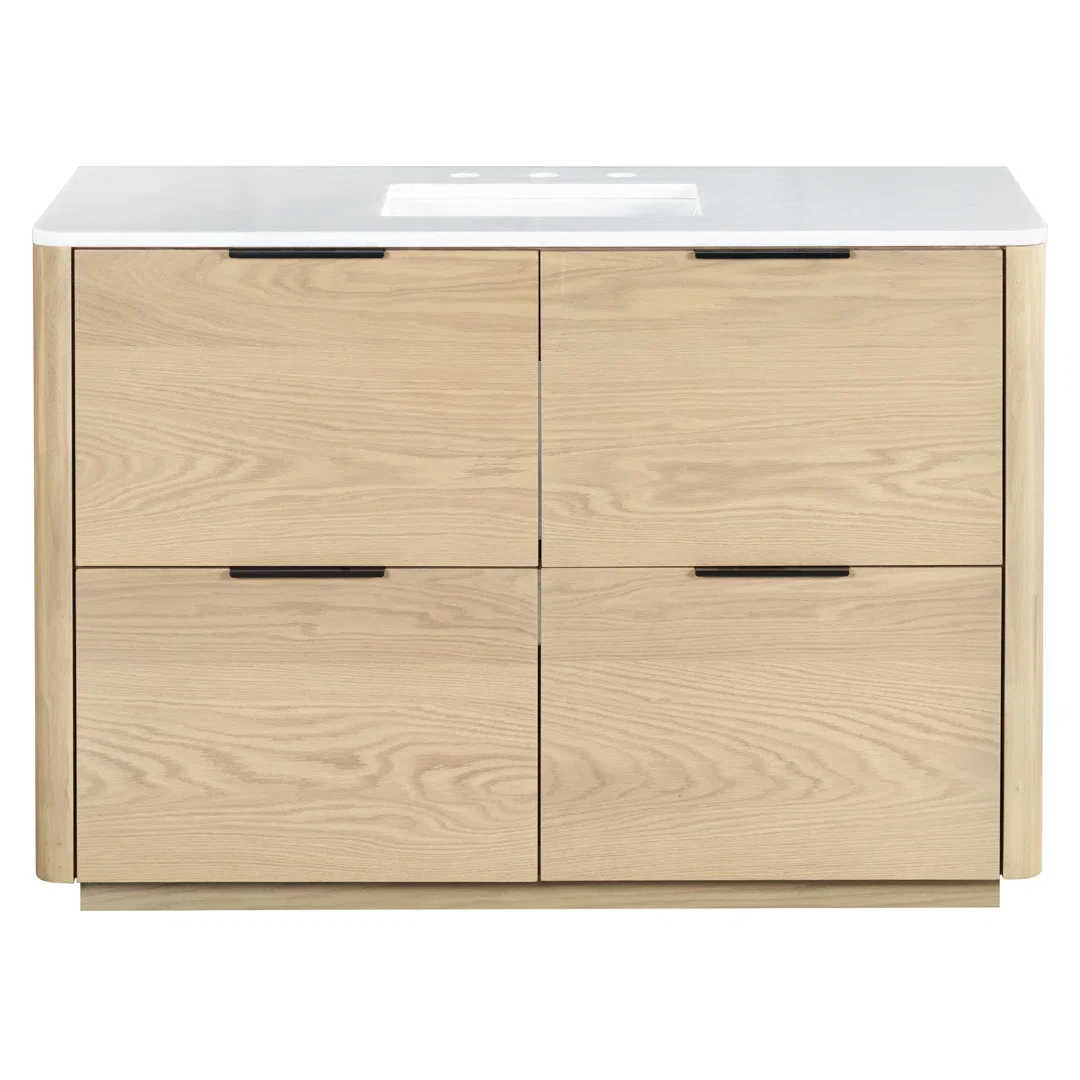 Tahani 48" Single Sink Bathroom Vanity with Marble Countertop