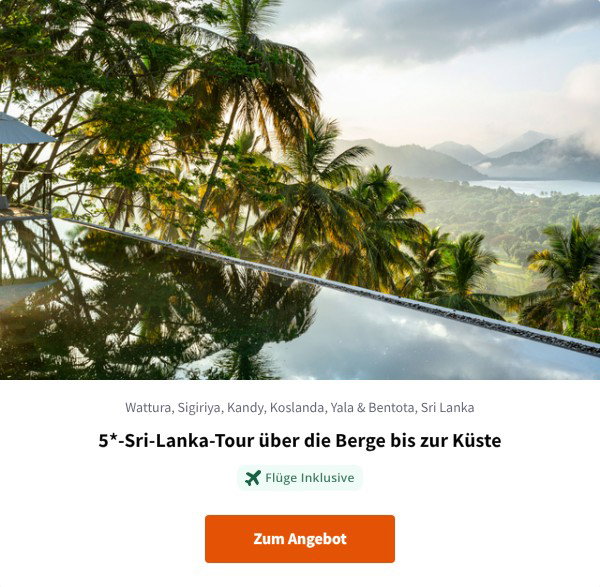 5*-Sri-Lanka-Tour über die Berge bis zur Küste
