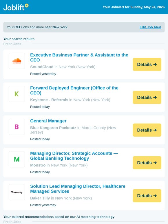 154 jobs: CEO in New York