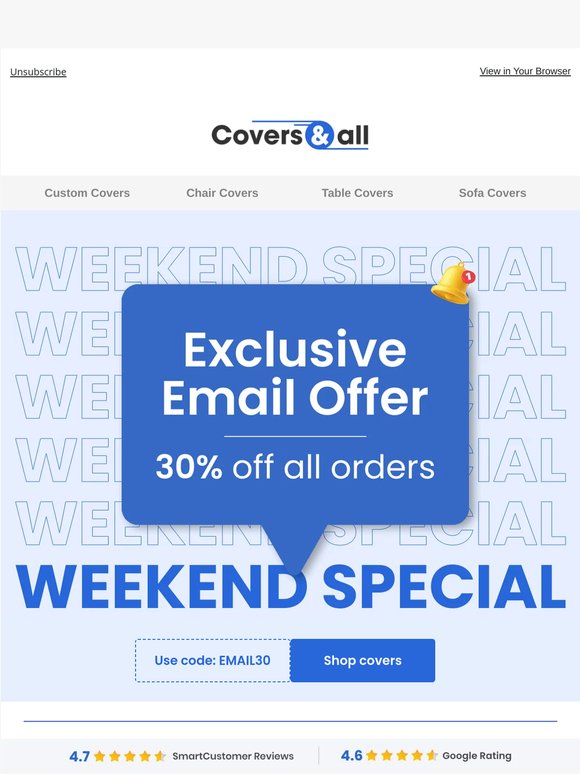 30% off weekend special ends soon
