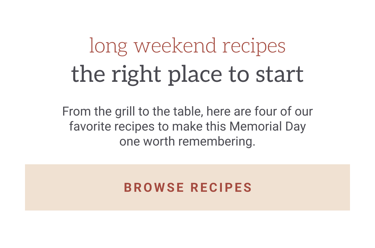 Long weekend recipes browse CTA