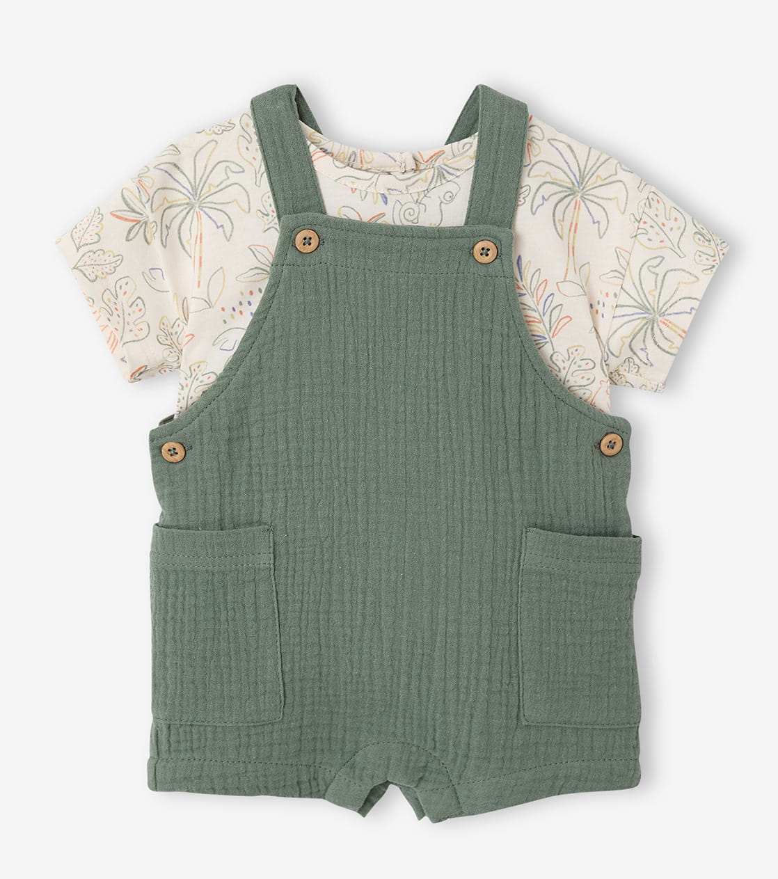 Babyset T-shirt salopet babyjongen - saliegroen