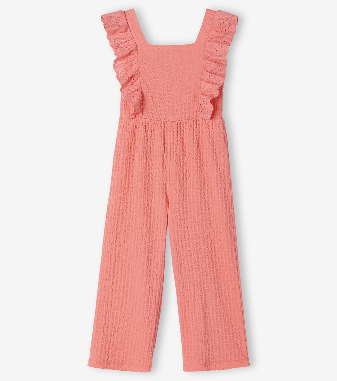 Jumpsuit voor meisjes met ruches - koraal