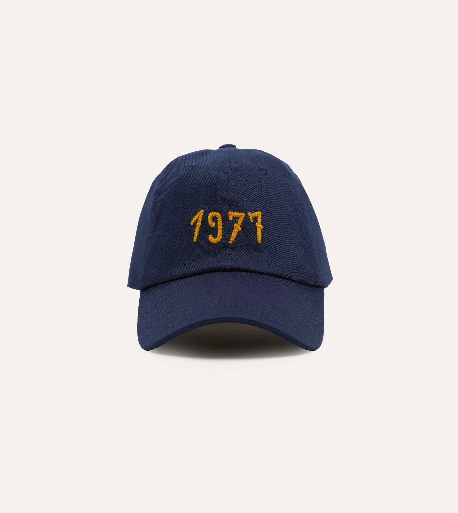 Image of Navy Chainstitch '1977' Cotton Twill Baseball Cap