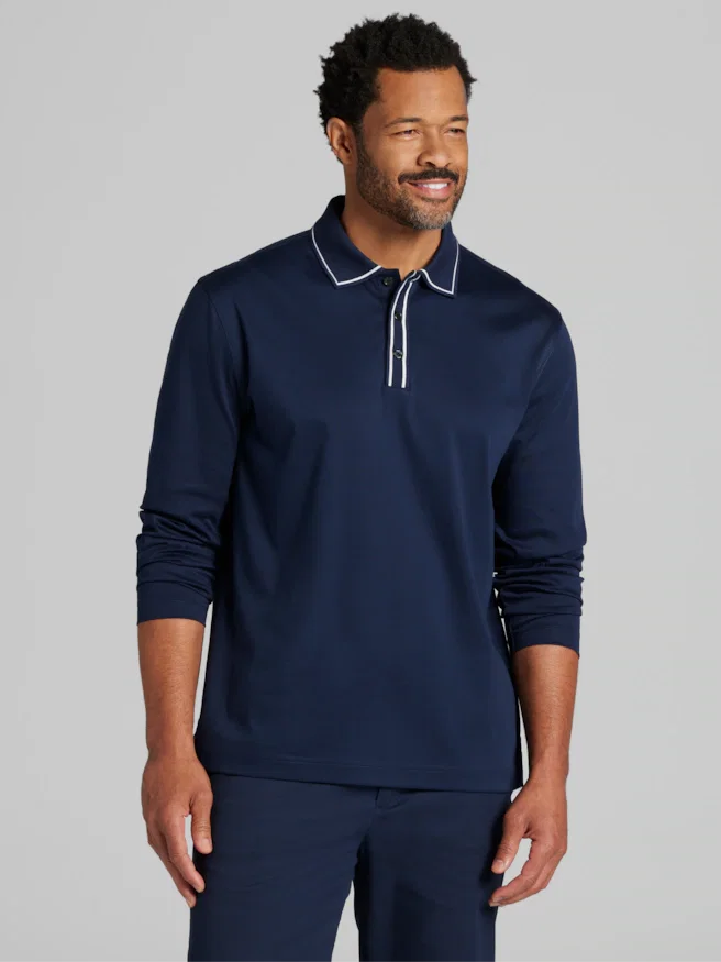 Joseph Abboud Modern Fit Interlock Tipped Polo