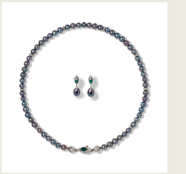 Chelsea Peacock Pearl Necklace and Drop Earrings Set