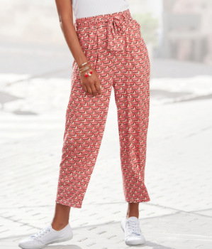 Vivance luftige Sommerhose mit Retroprint in beige-rot bedruckt