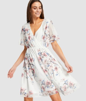 bonprix Minikleid für den Alltag ausgestellte Passform in weiß geblümt