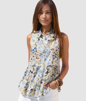 Buffalo Blusentop mit Blumendruck in creme-blau