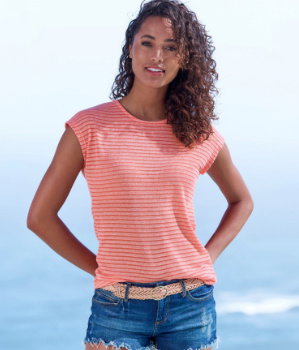 Vivance Kurzarmshirt mit Streifenoptik in apricot 