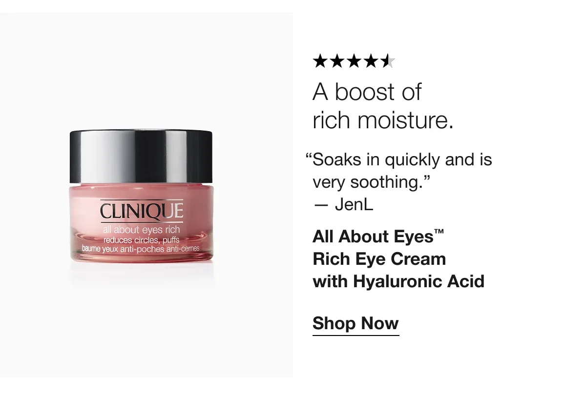 A boost of rich moisture. | “Soaks in quickly and is very soothing.” — JenL | All About Eyes™ Rich Eye Cream with Hyaluronic Acid | Shop Now