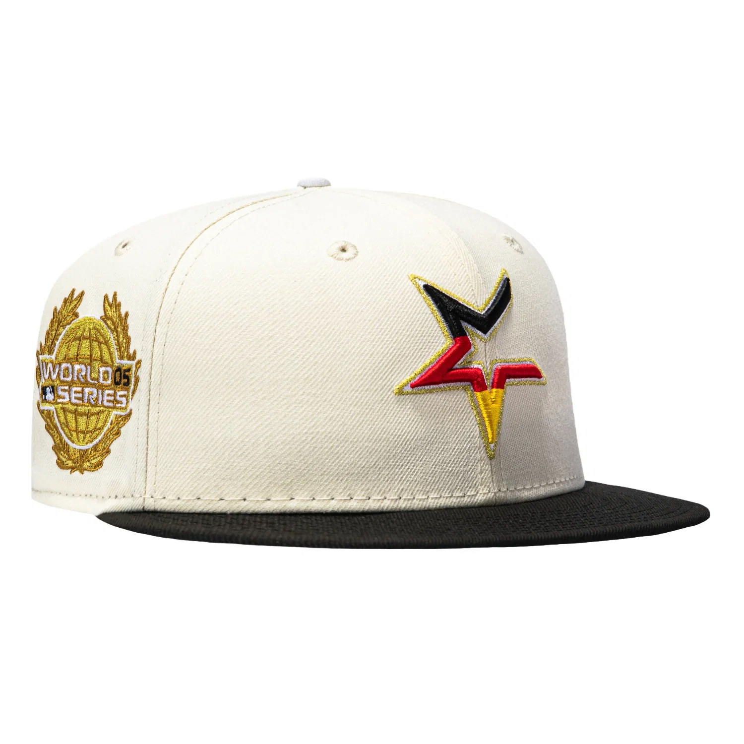 Image of New Era 59Fifty Trophy Tour Houston Astros 2005 World Series Patch Upside Down Hat - White, Black