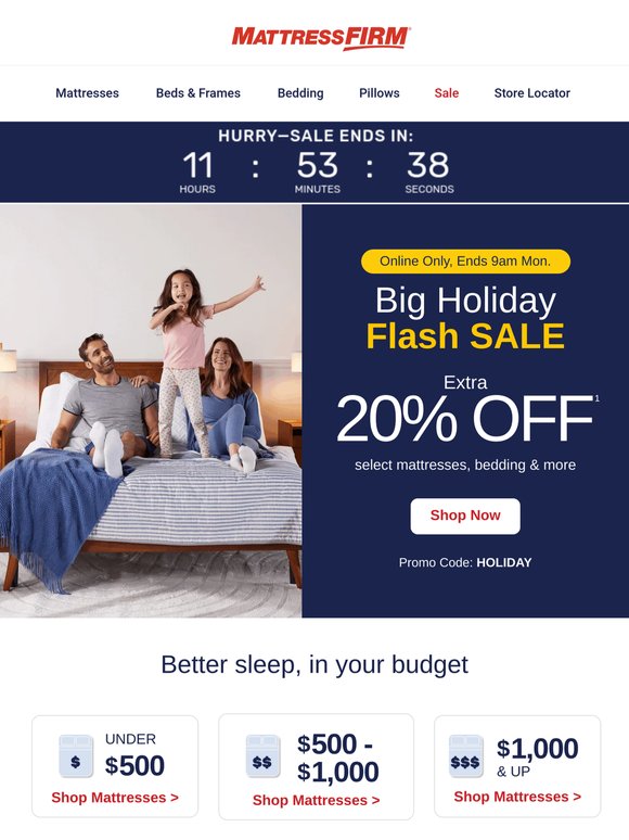 The countdown's on ⏱️ We’re offering you an extra 20% off select beds & more