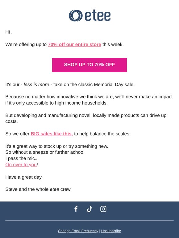 A gift for you.... Up to 70% off storewide