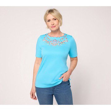 Quacker Factory Boho Babe Scalloped Neckline Top