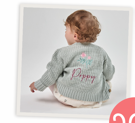 Personalised Pink Flower Sage Cardigan