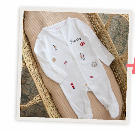 Personalised Heritage London Embroidered Organic Cotton Sleepsuit