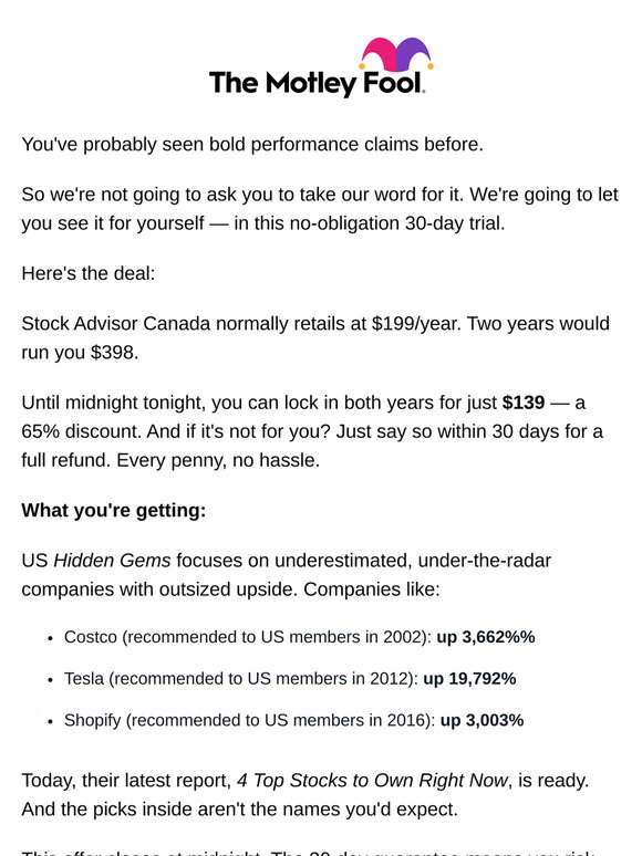 Two years of Stock Advisor Canada for less than most pay for one