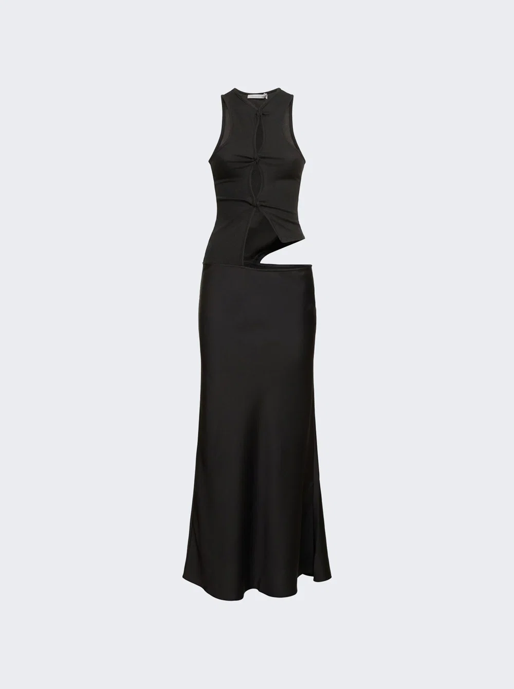 Image of Open Twist Satin Tank Dress Black